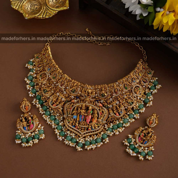 Srinivasar Thirukkalyanam choker - hand painted real gold inspired