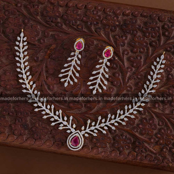 Sinamika diamond inspired neckpiece set - RUBY