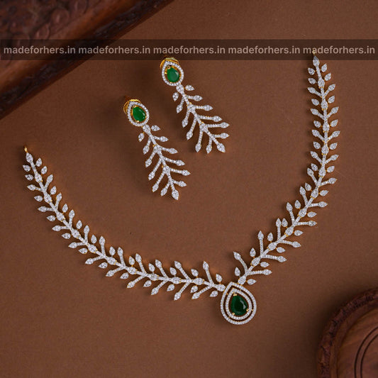 Sinamika diamond inspired neckpiece set - green