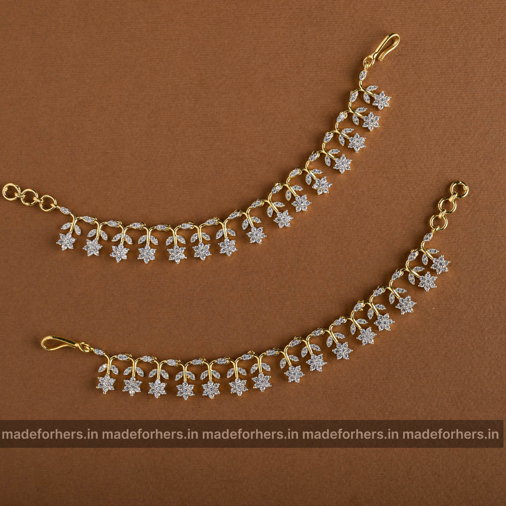 Diamond Inspired Floral Earchain