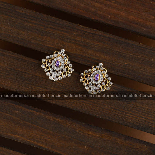 Diamond inspired- floral earstud