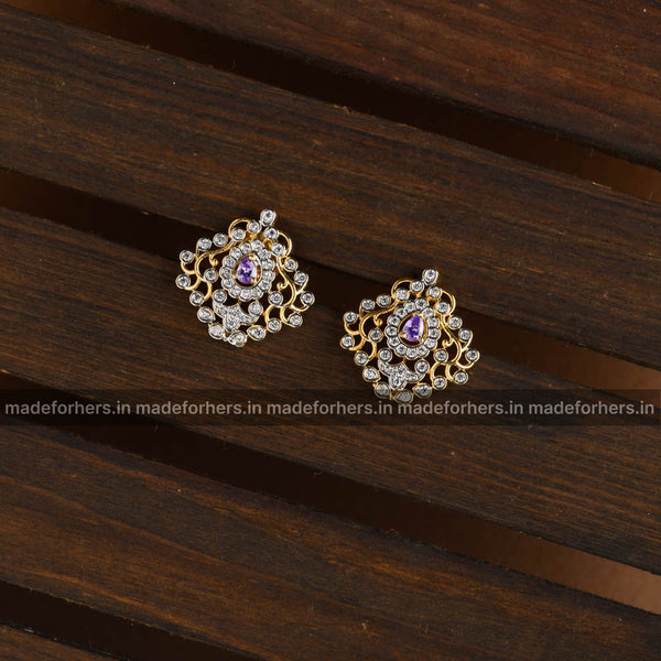 Diamond inspired- floral earstud