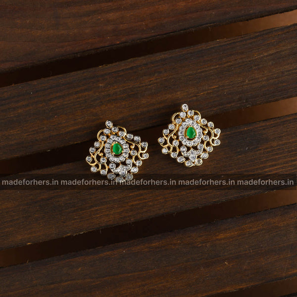 Diamond inspired -floral earstud