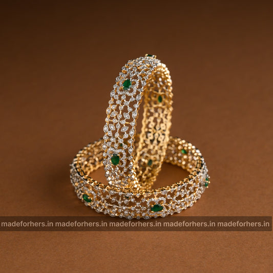 Diamond inspired green bangles