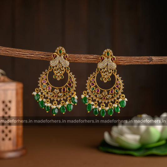 Chandbali peacock earring