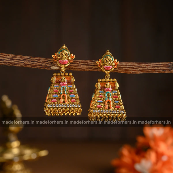 Temple jhumkas - hand painted