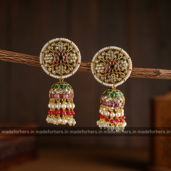 Statement floral jhumkas