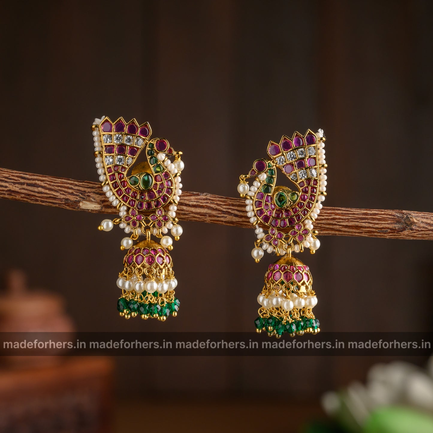 Peacock jhumkas
