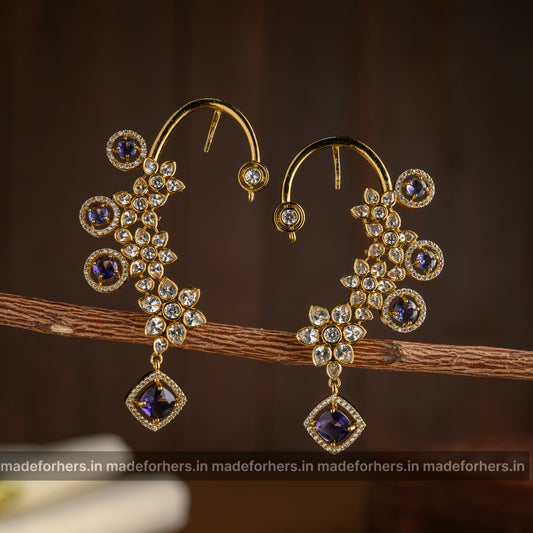 Purple block earcuff