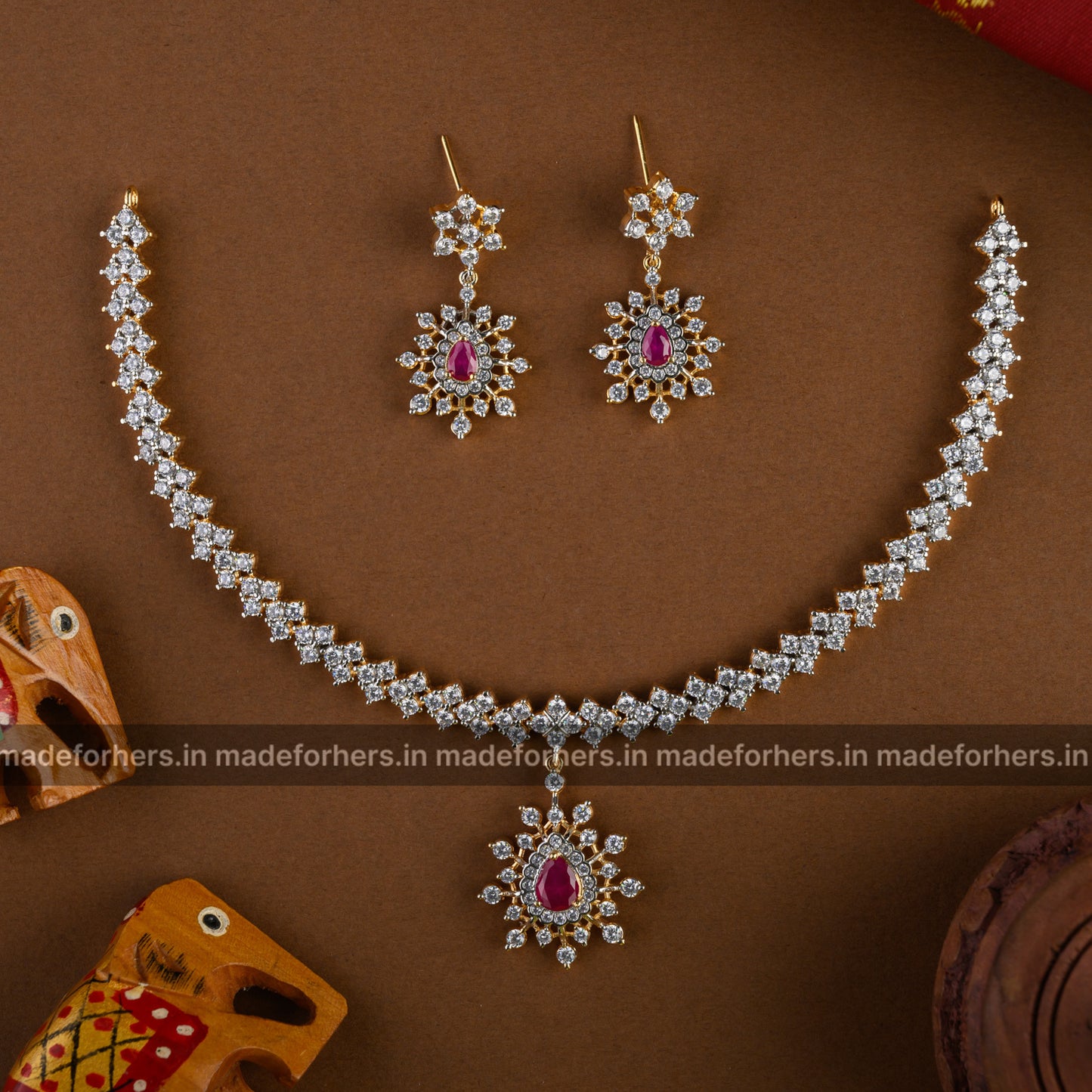 Rosaline Neckpiece - ruby