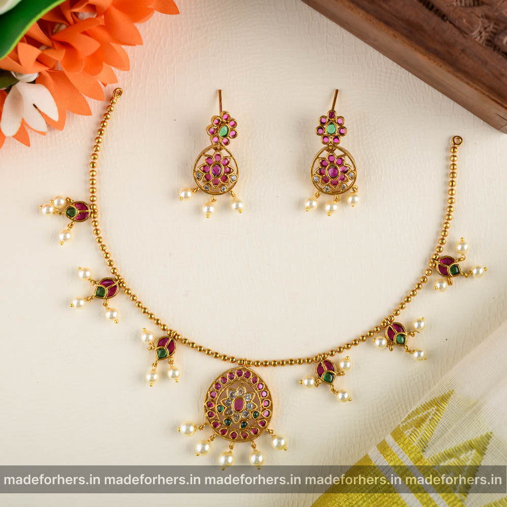 Floral drop neckpiece