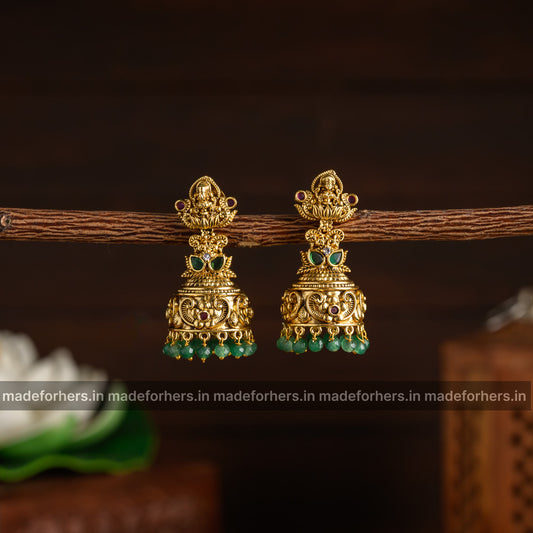 Temple Designer Lakshmi Jhumka
