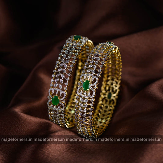 Diamond inspired green bangles
