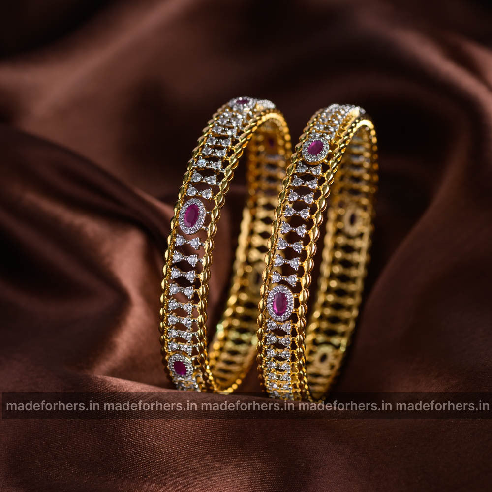 Diamond inspired ruby bangles