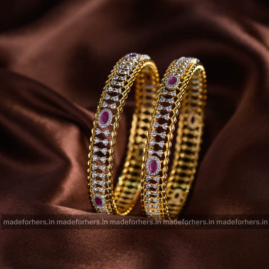 Diamond inspired ruby bangles
