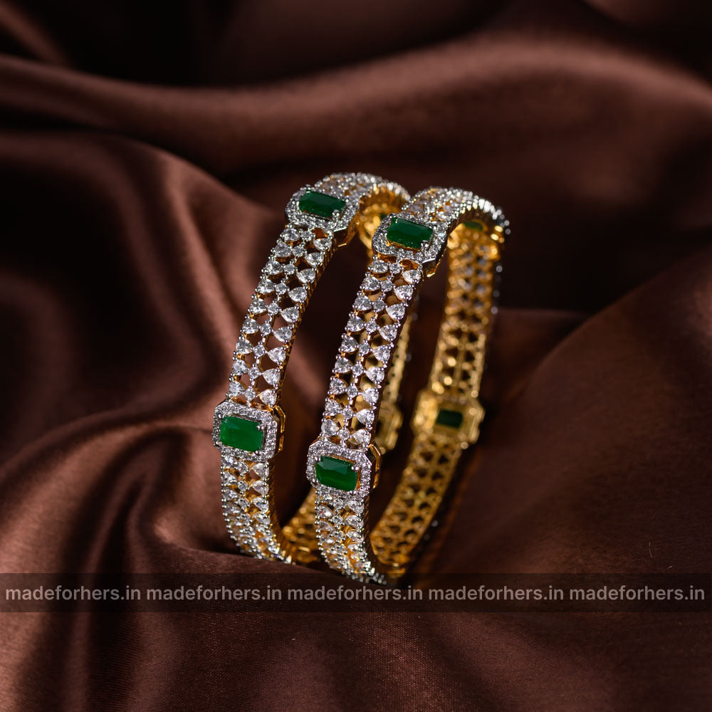 Diamond inspired green bangles