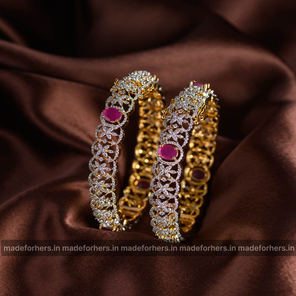Diamond inspired ruby bangle