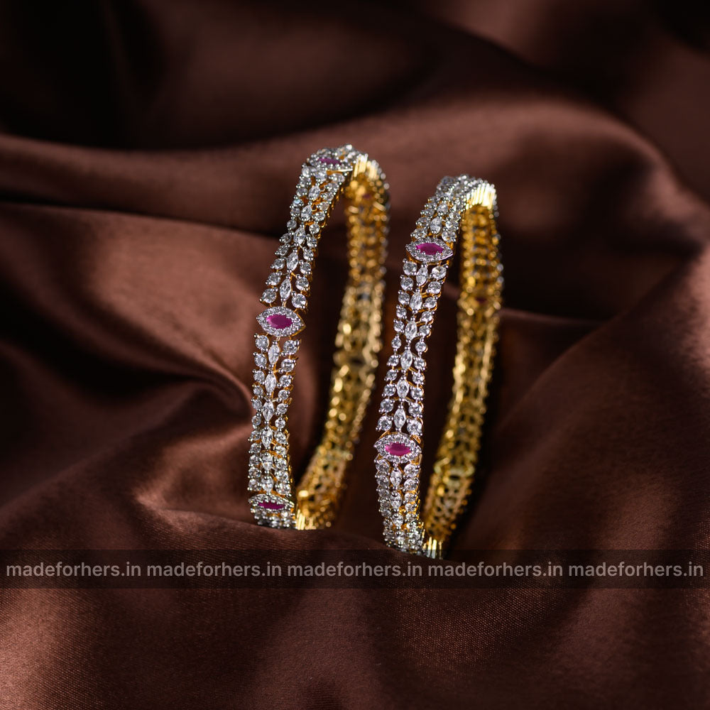 Diamond inspired ruby bangle