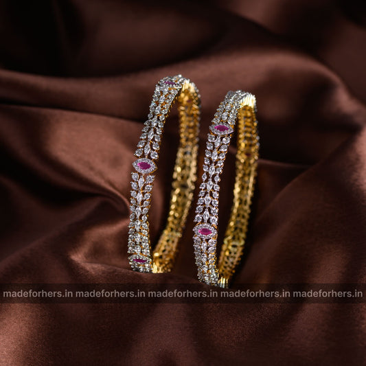 Diamond inspired ruby bangle