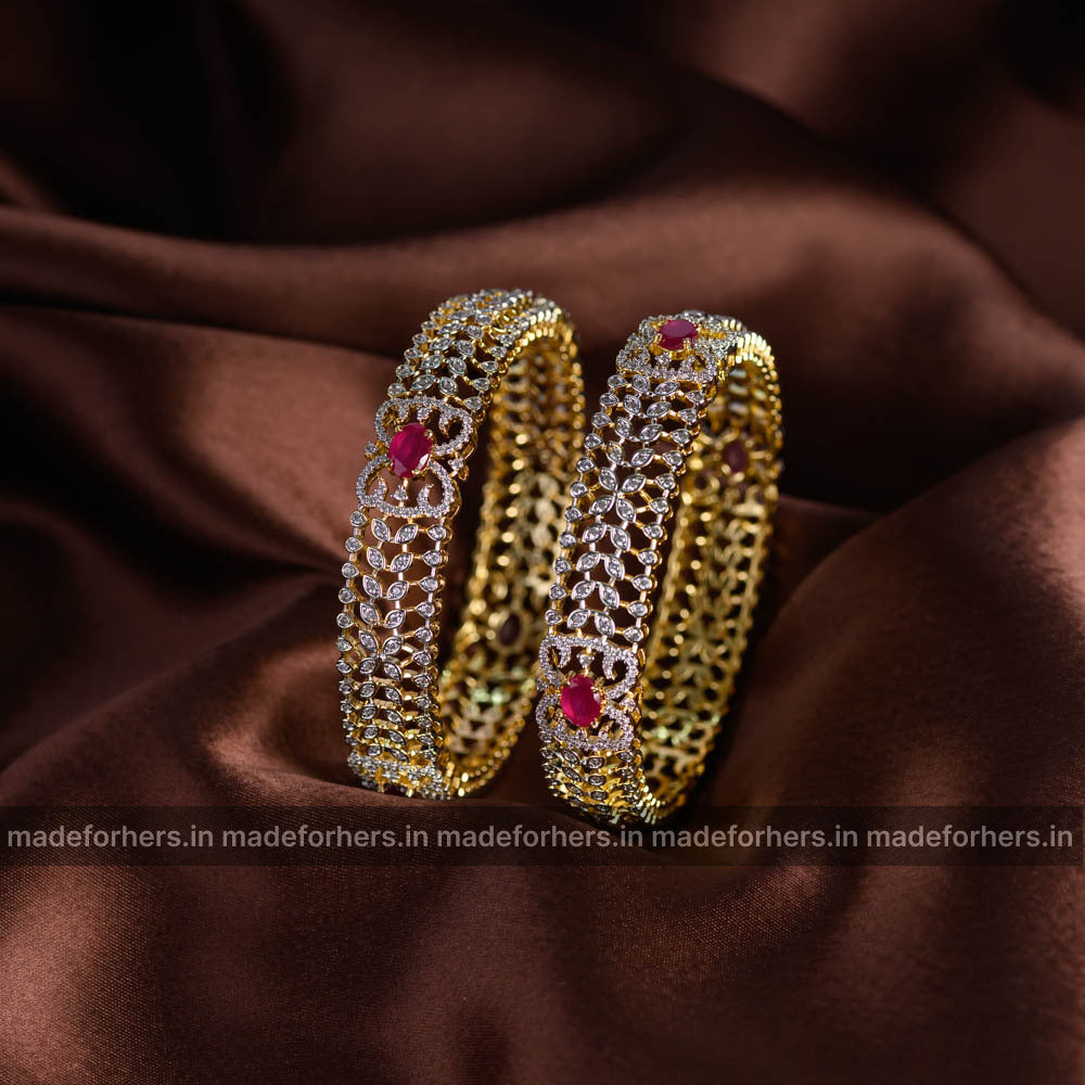 Diamond inspired ruby bangle