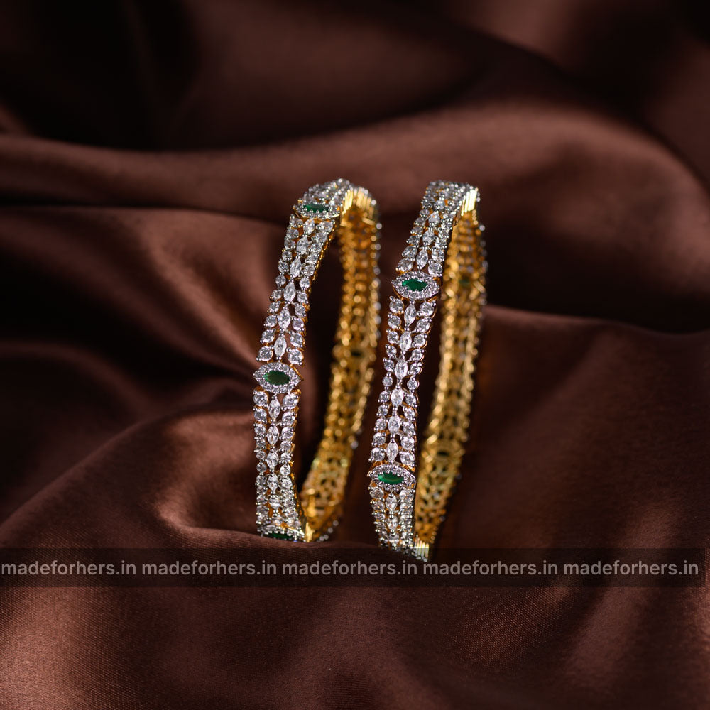 Diamond inspired green bangles