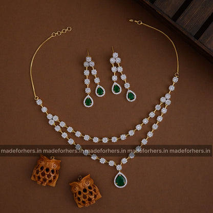 Diamond inspired Neckpiece - green