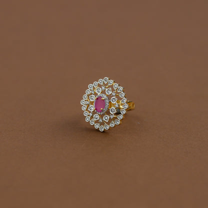 Diamond inspired statement adjustable finger ring - ruby