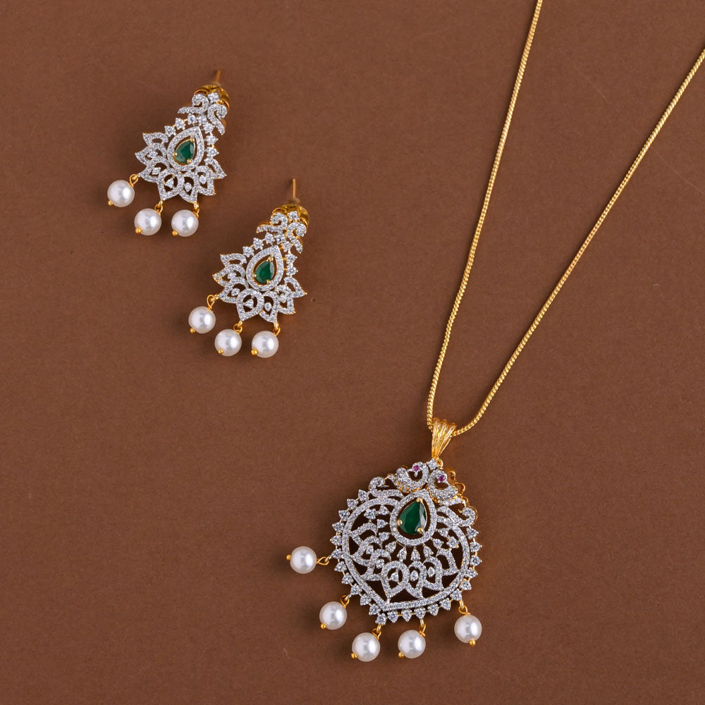 Diamond inspired pendent mid - length chain