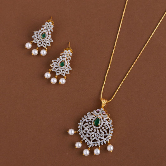 Diamond inspired pendent mid - length chain