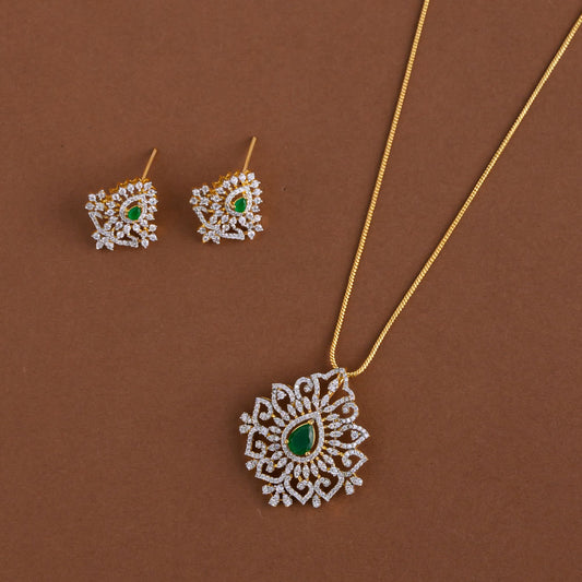 Diamond inspired pendent mid - length chain