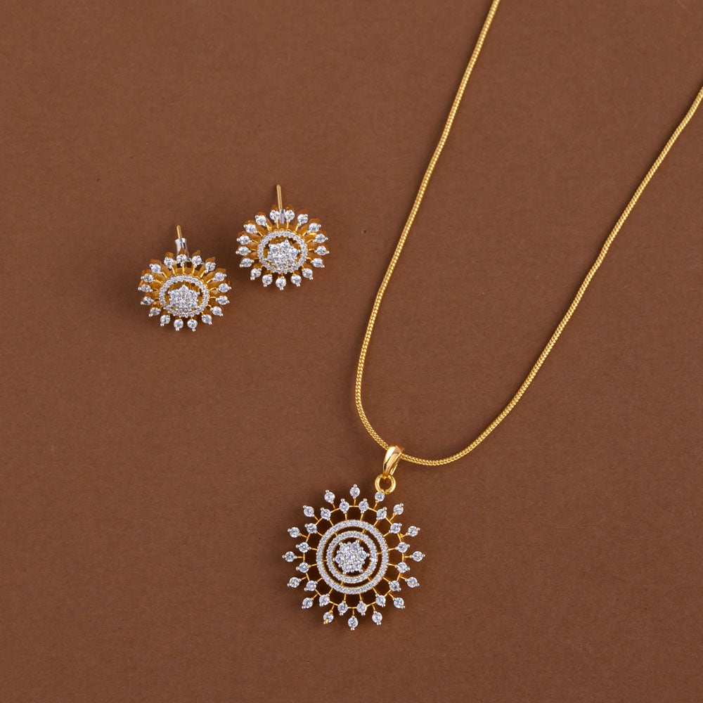 Diamond inspired pendent mid - length chain