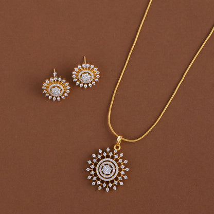Diamond inspired pendent mid - length chain