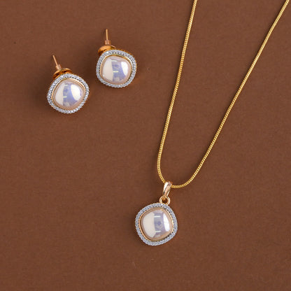Diamond inspired pendent mid - length chain