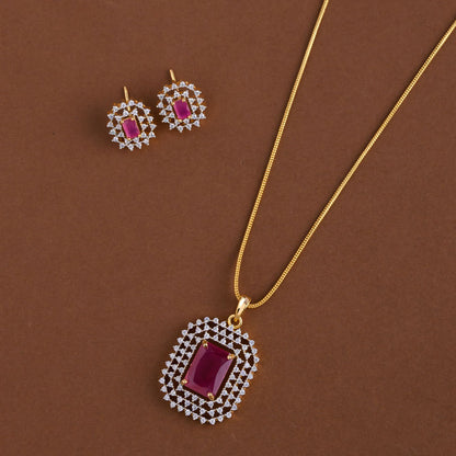 Diamond inspired pendent mid - length chain