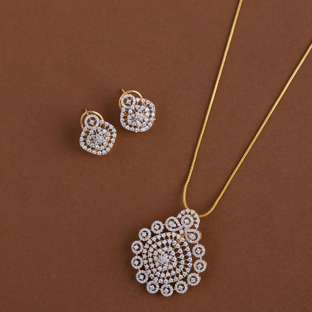 Diamond inspired pendent mid - length chain