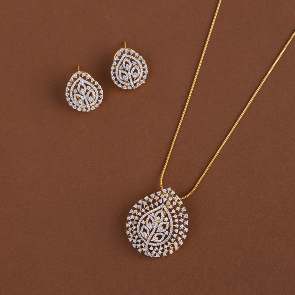 Diamond inspired pendent mid - length chain