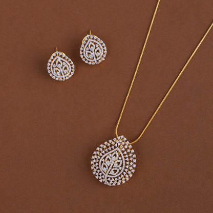 Diamond inspired pendent mid - length chain