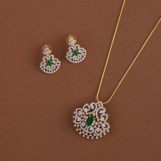 Diamond inspired pendent mid - length chain