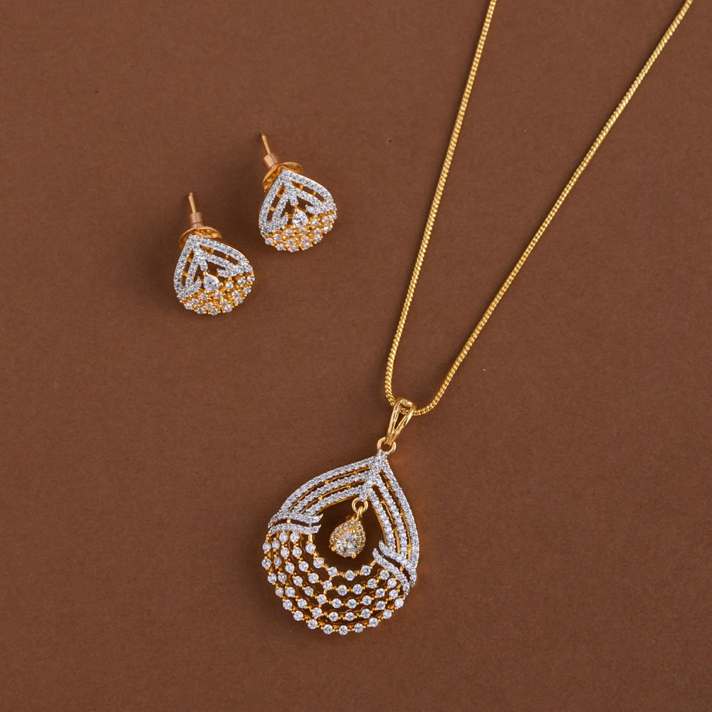 Diamond inspired pendent mid - length chain