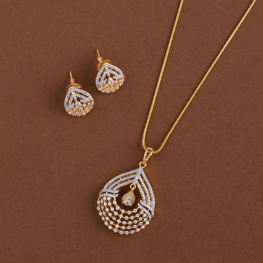 Diamond inspired pendent mid - length chain