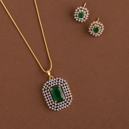 Diamond inspired pendent mid - length chain