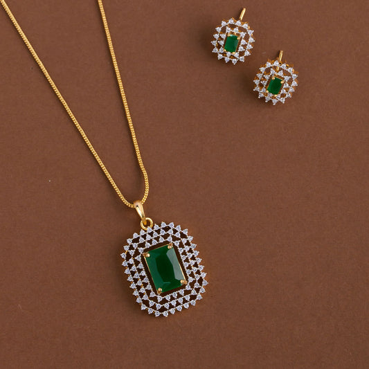 Diamond inspired pendent mid - length chain