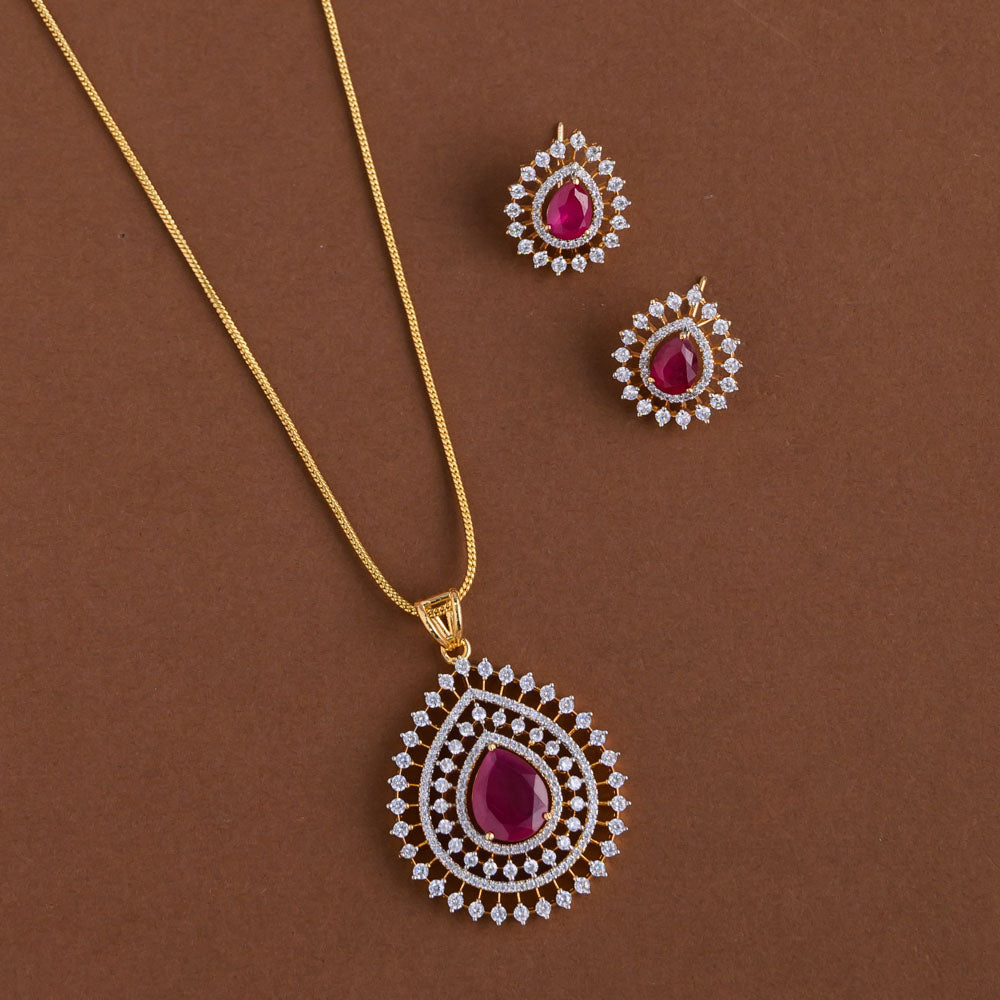 Diamond inspired pendent mid - length chain