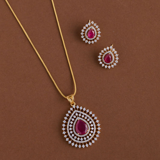 Diamond inspired pendent mid - length chain