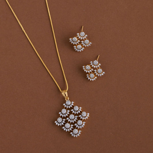 Diamond inspired pendent mid - length chain