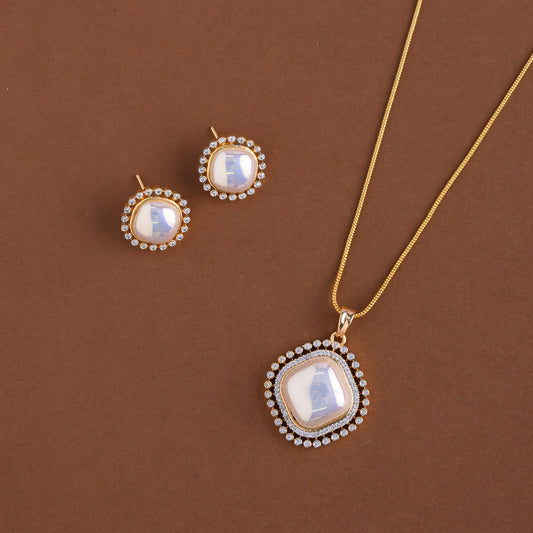 Diamond inspired pendent mid - length chain