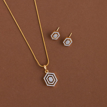 Diamond inspired pendent mid - length chain