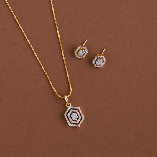 Diamond inspired pendent mid - length chain
