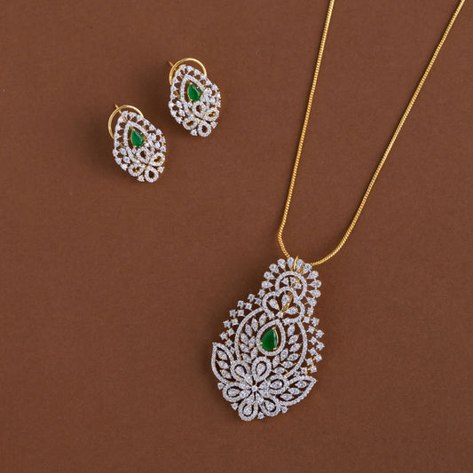 Diamond inspired pendent mid - length chain