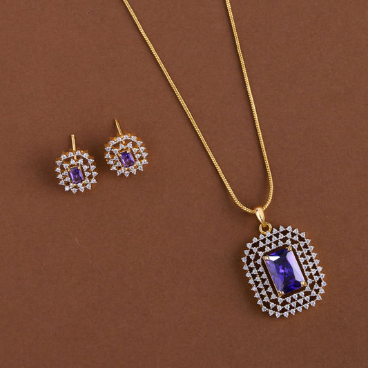 Diamond inspired pendent mid - length chain